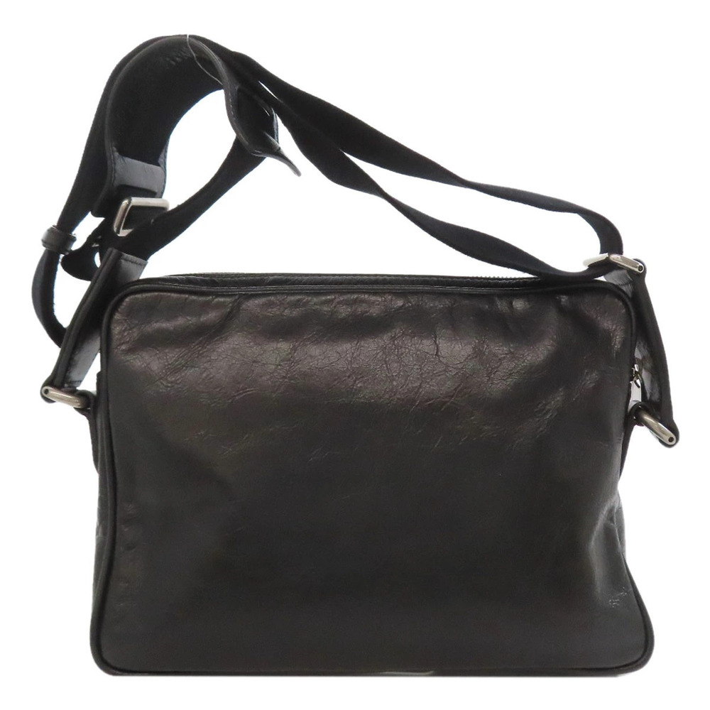 Gucci Bag Shoulder Plate Leather Messenger Black
